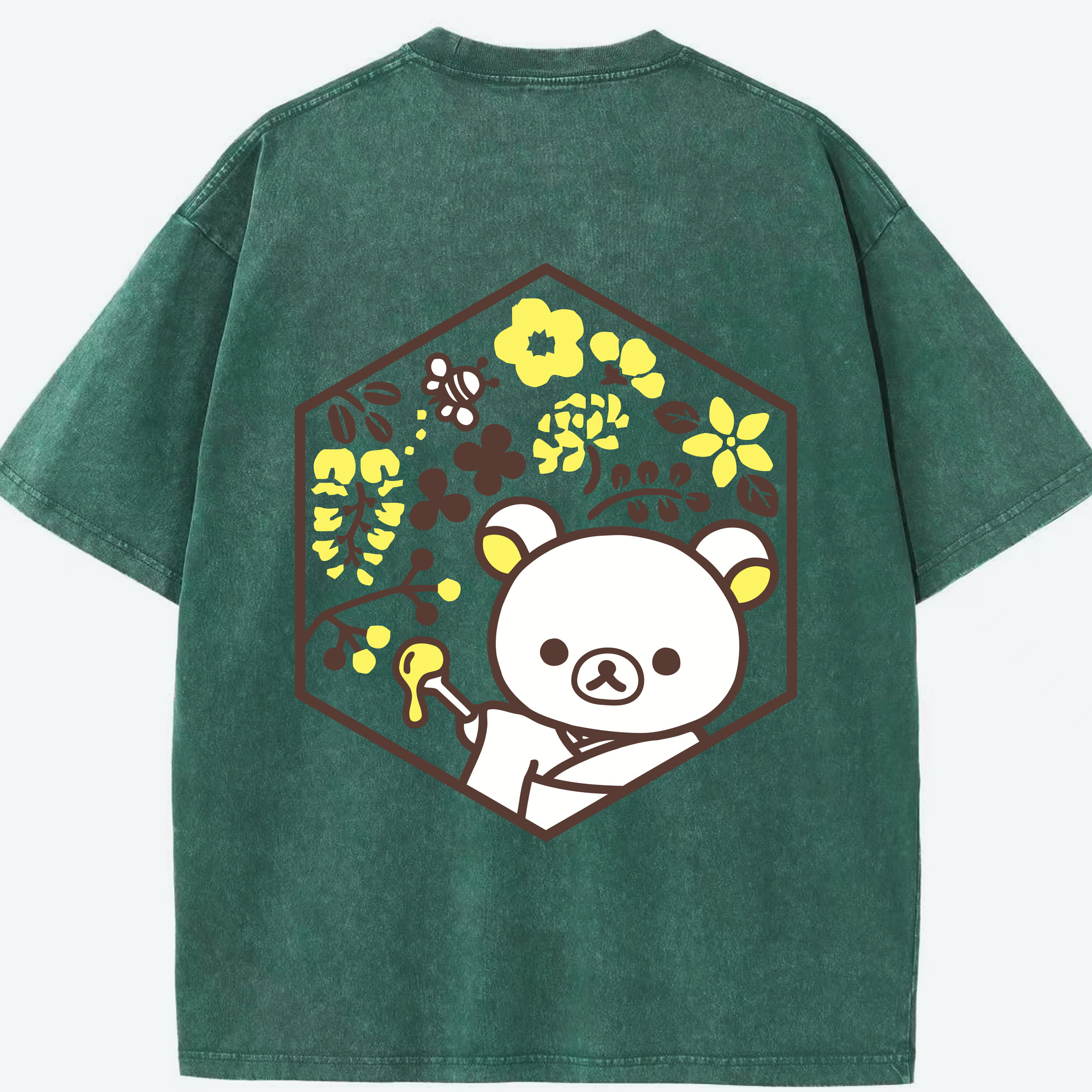 （画像用） リラックマ リラックマ キイロイトリ Rilakkuma Korilakkuma Kiiroitori 綿100% ヴィンテージ風 半袖Tシャツ（背面プリント）